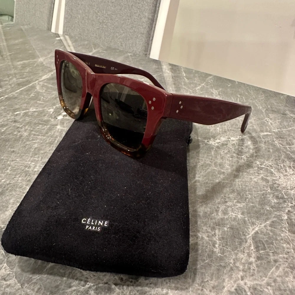 Women's CELINE Red and Brown Sunglasses - Picture 2 of 5
